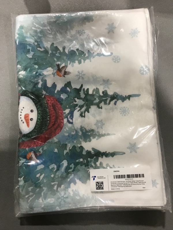 Photo 2 of 2 Pack- Christmas Table Runner 13x72inch White Table Runner Snowman 