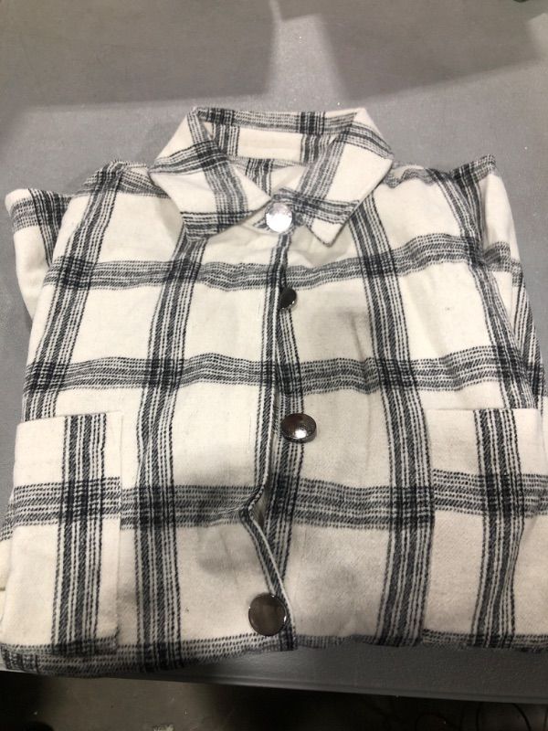 Photo 1 of [Size 2XL] Aoysky Womens Flannel Casual Plaid Shacket Wool Blend Button Down Long Sleeve Shirt Fall Jacket Shackets 