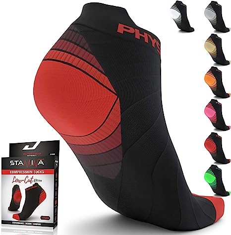 Photo 1 of [Size L/XL] Physix Gear Sport Low Cut Socks Men & Women - Ankle Compression Running Socks with Arch Support