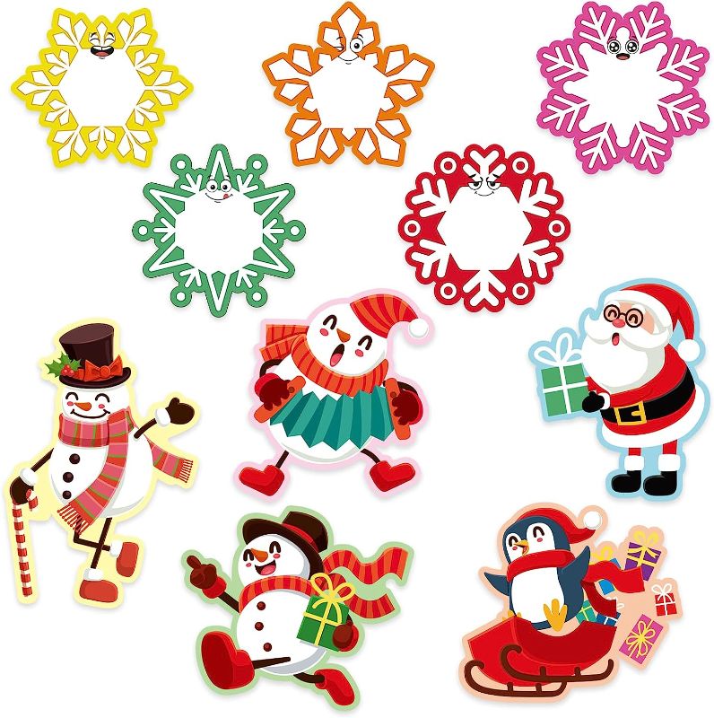 Photo 1 of 44 Pieces 6"-8" Christmas Cut-Outs Bulletin Board Decorations Assorted Xmas Cartoon Accents Cutouts for Bulletin Board Classroom School Home Holiday Christmas Party 