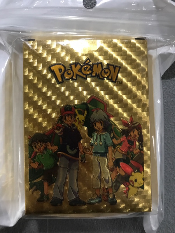 Photo 2 of 55 Cards Pokemon TCG Metallic Gold Collectible Pikachu, Charizard, Mew, Mewtwo, V, VMAX, DX, GX for Children and Adults