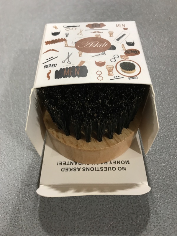 Photo 2 of Beard Brush Natural Boar Bristle Brush Shaving brush Exfoliates Skin Helps Softening and Conditioning Itchy Beards & to Spread Balm or Oil for Growth - Styling - Adds Shine - Softness brown