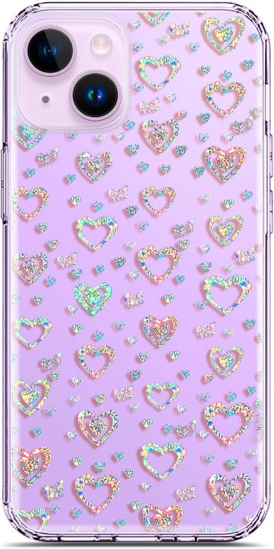 Photo 1 of iPhone 14 Case [Military Drop Protection] Slim Cute Crystal Love Heart Bling Shiny Women Girls Hard Back Soft TPU Bumper Protective Cover Sparkle Shockproof