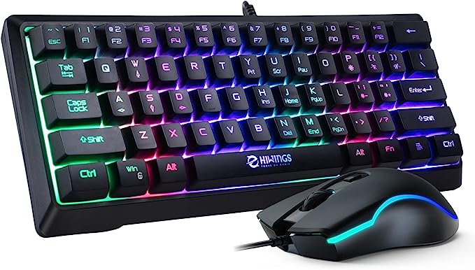 Photo 1 of 60% Gaming Keyboard and Mouse, Hiwings RGB Wired RGB Keyboard with Computer Mouse Portable Compact Mini Keyboard for Windows/Mac/PC/Laptop