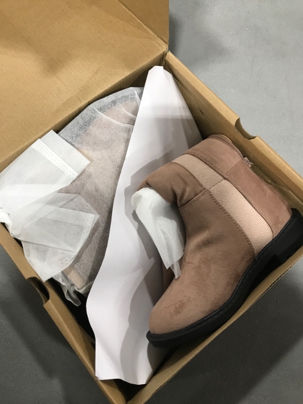 Photo 1 of Coutgo Girls Faux Suede Knee High Chelsea Boots Kids Chunky Low Heel Back Zipper Fashion Winter Riding Booties SIZE 11Y