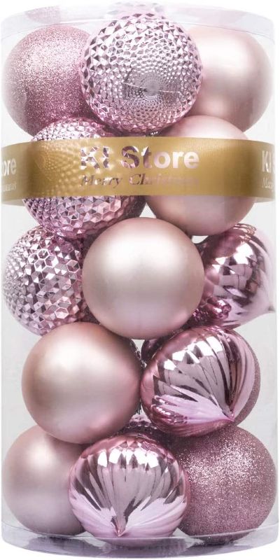 Photo 1 of KI Store Pink Christmas Balls 20pcs 3.15-Inch Christmas Tree Decoration Ornaments for Xmas Tree Holiday Wreath Garland Decor Ornaments Hooks Included