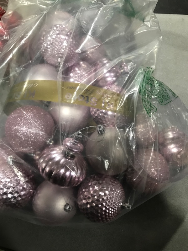 Photo 2 of KI Store Pink Christmas Balls 20pcs 3.15-Inch Christmas Tree Decoration Ornaments for Xmas Tree Holiday Wreath Garland Decor Ornaments Hooks Included