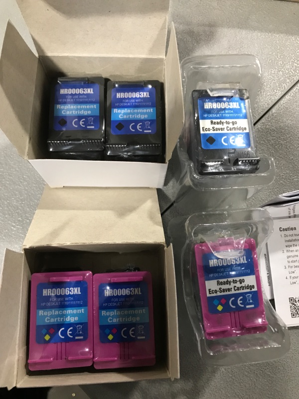 Photo 1 of v4ink Remanufactured 63XL Ink Cartridge Replacement for HP 63XL 63 XL Use with HP OfficeJet 3830 3833 4652 4655 DeskJet 1112 2132 3630 3632 Envy 4520 4516 Printer(6Packs, 3 Black 3 Tri-Color)