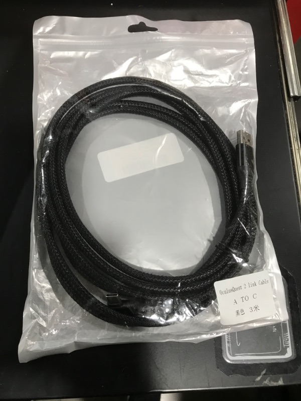 Photo 2 of Black Link Cable for Oculus/Meta Quest 2 10FT/3m, Nylon Fabricated Net, Up to 5Gbps High Speed Transfer & Fast Charging to Link a PC for SteamVR