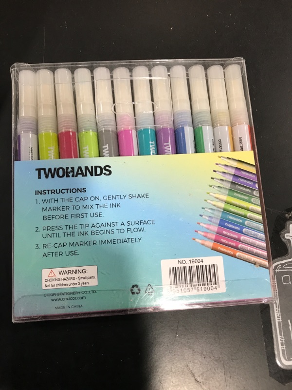 Photo 2 of TWOHANDS Outline Markers,Glitter Pens,Metallic Markers,Fun Pens,12 Assorted Colors,Great for drawing lines on Paper,Posters,Greeting and Gift Cards 19004