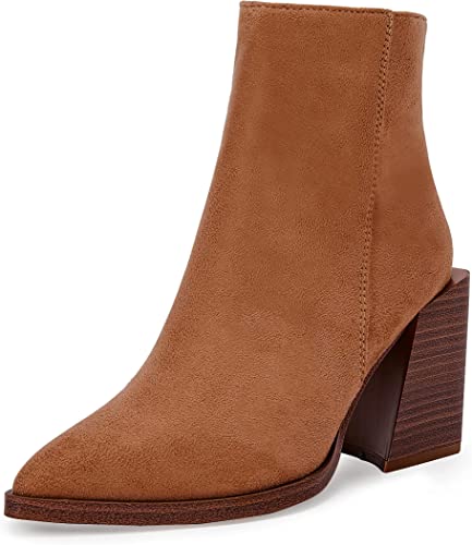 Photo 1 of Coutgo Womens Ankle Boots Pointed Toe Back Zipper Slip on Chunky Block Mid Heel Booties
SIZE 8