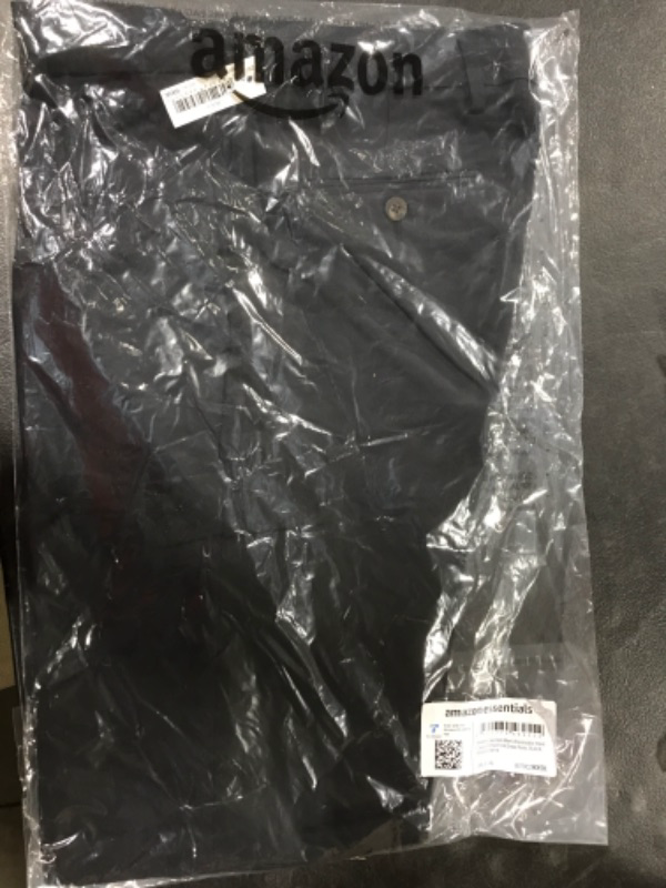 Photo 2 of Amazon Essentials Men's Classic-Fit Expandable-Waist Flat-Front Dress Pant Polyester Black  SIZE --- 29W x 34L