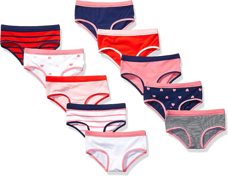 Photo 1 of Amazon Essentials Girls' Hipster Underwear, Multipacks ---- SIZE M 
