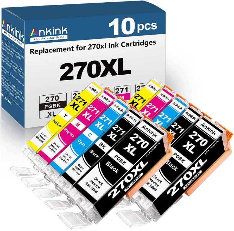 Photo 1 of Ankink Ink Cartridge Canon PGI 270XL CLI 271XL Black Color Combo 10 Pack 270 271 XL Pixma MG5720 MG6820 MG6821 MG7720 TS5020 TS6020 TS8020 TS9020 Printers(PGI270 PGBK CLI271 Black,Cyan,Magenta,Yellow) 