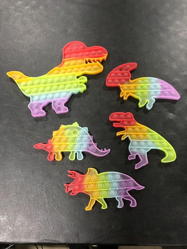 Photo 2 of Dinosaur Toys Party Favors for Kids, Fidget Toy Pop Its Bulk Pack, Stocking Stuffers Sensory Toys Autistic Children Autism ADHD Boys Girls, Treasure Prize Box Fidgets Popit Classroom Small Stress Gift