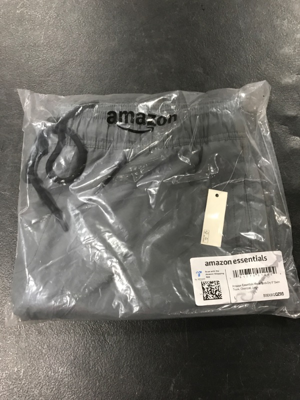 Photo 1 of Amazon Essentials Men's 9" Quick-Dry Swim Trunk Large Charcoal