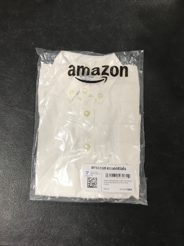 Photo 2 of Amazon Essentials Boys' Uniform Short-Sleeve Woven Oxford Button-Down Shirt X-Small White