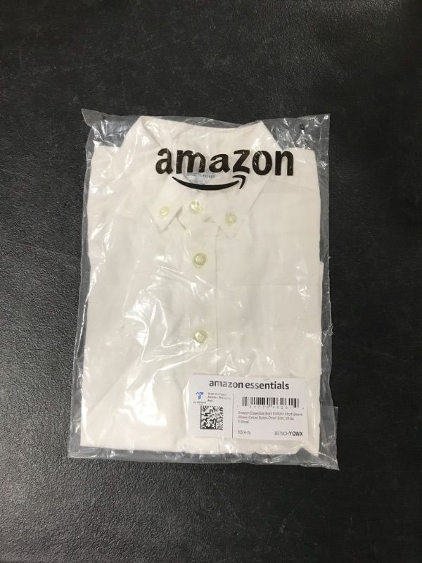 Photo 1 of Amazon Essentials Boys' Uniform Short-Sleeve Woven Oxford Button-Down Shirt X-Small White
