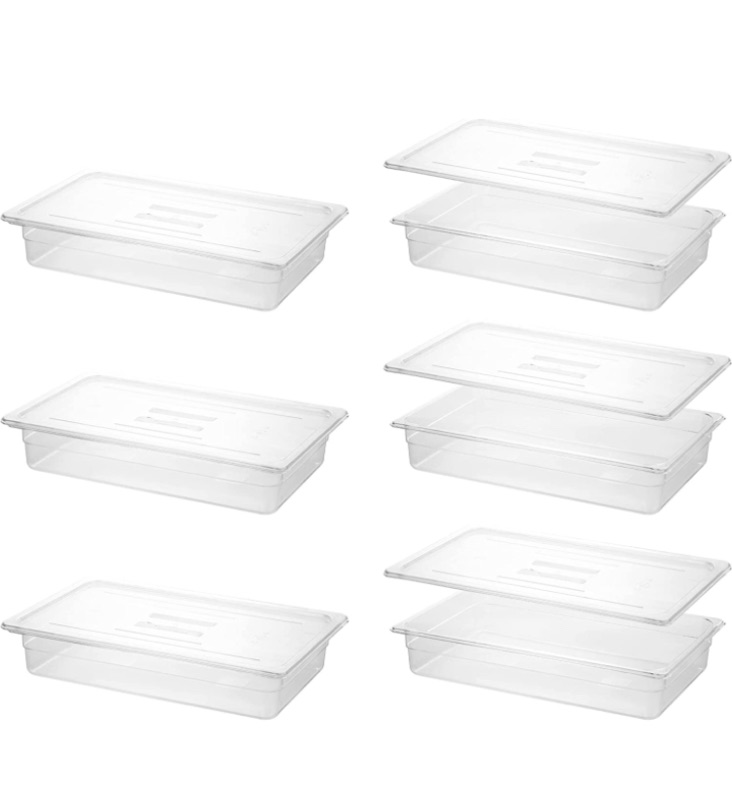 Photo 1 of 6 PACK FOOD PANS WITH LIDS 4" DEEP