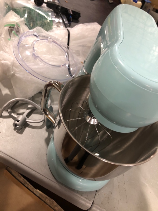 Photo 2 of Mini Angel Electric Stand Mixer, 5.5 Quarts, Dough Hook, Flat Beater, Wire Whisk Attachments, 10+P Speeds with Splash Guard, Blue with DIY STICKERS