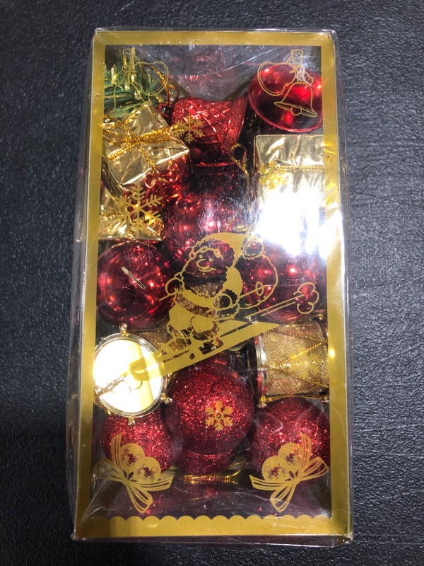 Photo 2 of 32pcs Christmas Tree Decoration Set Red Green Gold Christmas Ball Shatterproof Hanging Tree Ornament Assortment Set, Christmas Tree Ornament (Gold+Red)