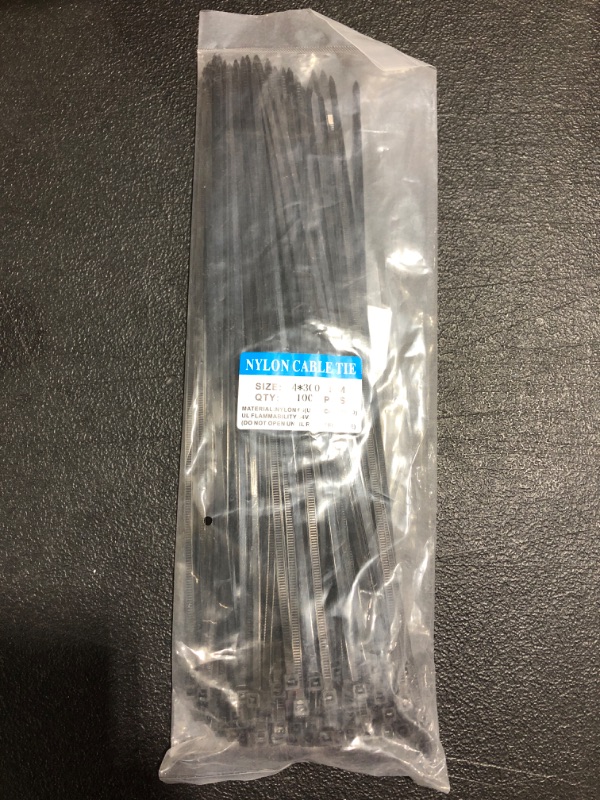 Photo 2 of 100Pcs Cable Zip Ties 11.8 Inch Plastic Ties Wire Ties Self-locking Nylon Tie Wraps Harness Management Cable Ties for Home Estate Office Garden