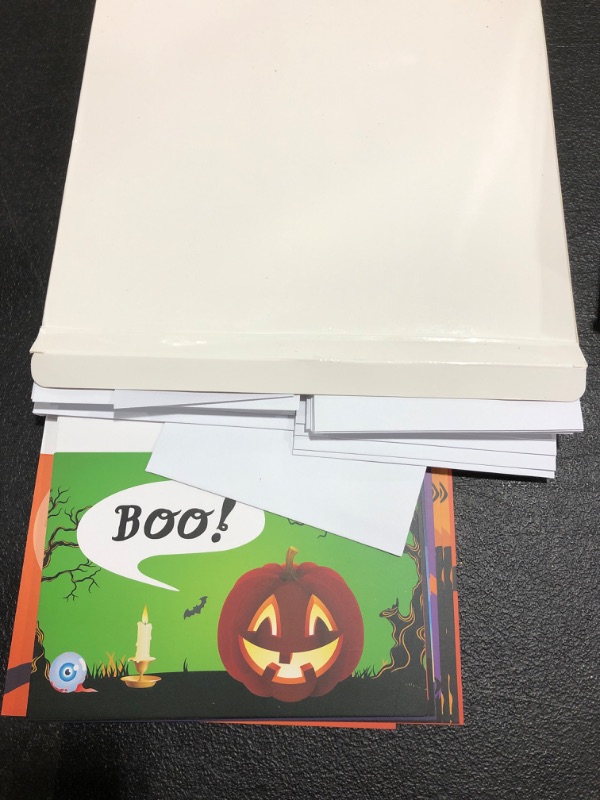 Photo 2 of LOT OF 4 20 Sets Halloween Note Cards Halloween Greeting Cards with Envelope and Stickers Halloween Themed Cards Spooky Cards for Halloween Party, Trick or Treat Invitations Classroom Party, 10 Designs