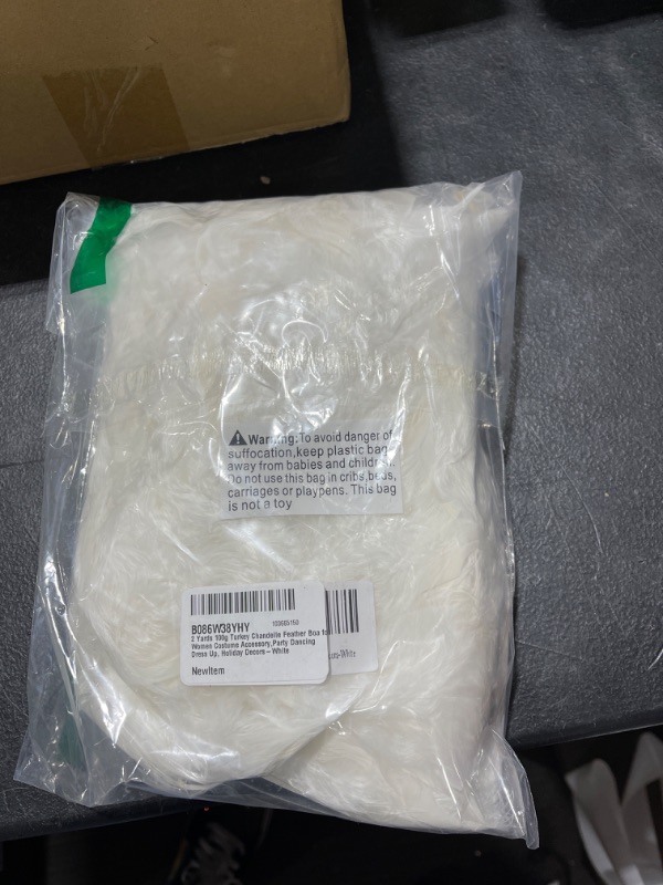 Photo 1 of 2 Yards 100g Turkey Chandelle Feather Boa for Women Costume Accessory,Party Dancing Dress Up, Holiday Decors-White white 100g