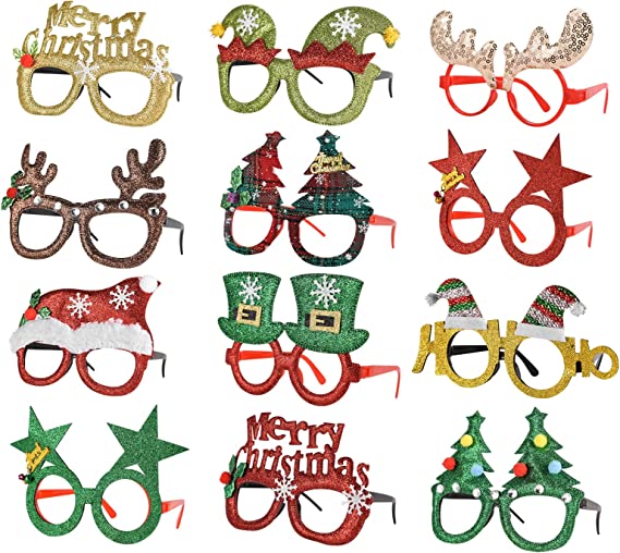 Photo 1 of ZENZAL 12 PCS Holiday Glasses,Cute Christmas Glasses Frames ,Flexibility to Great Fun and Festive for Annual Holiday and Seasons Themes, Christmas Party,Christmas Dinner ,Photos Booth
