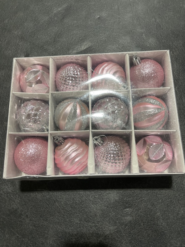 Photo 1 of 2.36‘’ Christmas Balls Ornaments - 12 Pieces - Christmas Tree Decorations - Pink