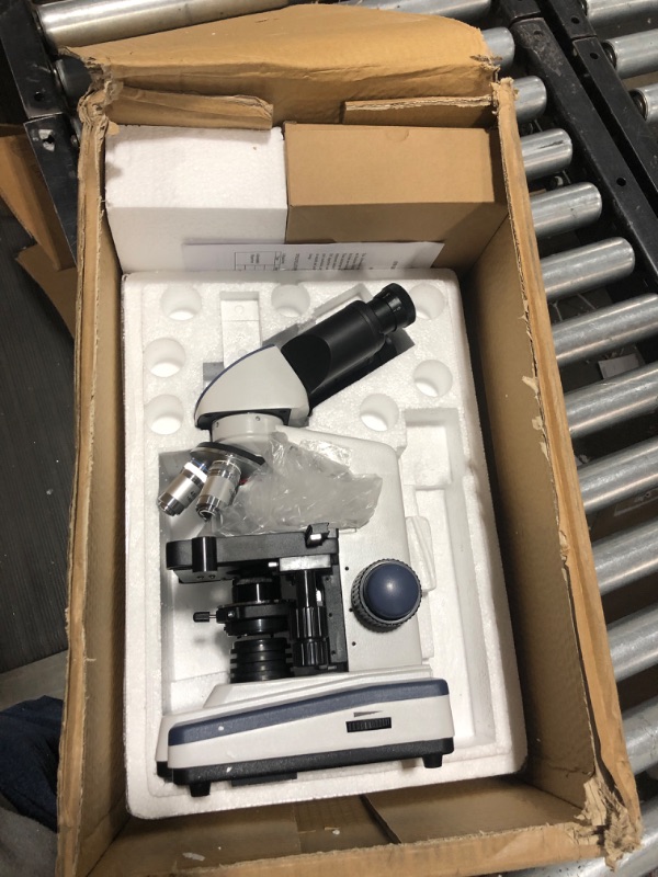 Photo 2 of AmScope B120C-E1 40X-2500X LED Biological Binocular Compound Microscope with 3D Double Layer Mechanical Stage + 1.0 MP USB Digital Camera Imager