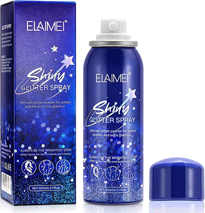 Photo 1 of ANRUI Shiny Glitter Spray, Body and Hair Glitter Spray, Quick-Drying Waterproof Body Shimmery Spray,Shimmer Silver Glitter Hairspray for Prom, Festival Rave, Stage Makeup - 2.11 oz