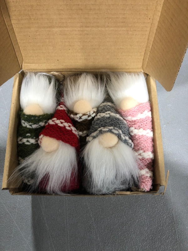 Photo 2 of 10 Pcs Hanging Gnome Ornaments Adorable Christmas Gnomes Handmade Plush Swedish Santa Tomte Holiday Tree Decorations