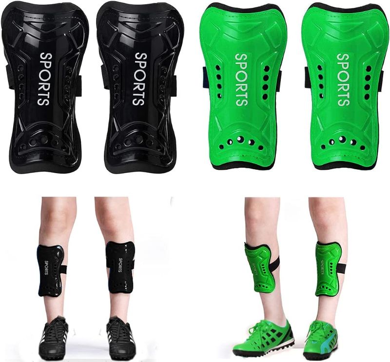 Photo 1 of Youth Soccer Shin Guards for Kids Shin Pads and Shin Guard Sleeves Child Calf Protective Gear Protective Soccer Equipment for Boys Girls Toddler Teenagers 3-15 Years Old 