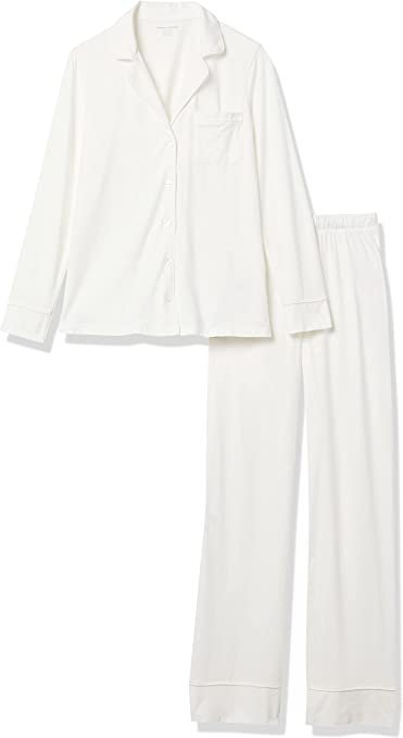 Photo 1 of Amazon Essentials Women's Cotton Modal Long-Sleeve Shirt and Full-Length Bottom Pajama Set SIZE SMALL