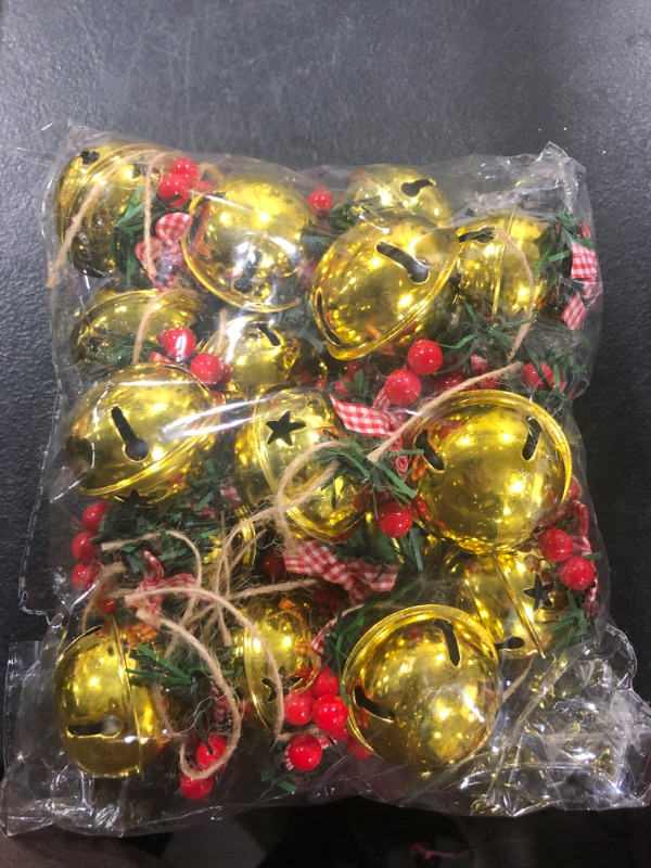 Photo 2 of 18 pcs-2" Gold Christmas Bell Ornaments, Christmas Tree Bell Pendants, Handmade Bell doorbells, Suitable for Christmas Tree Decoration and Garland Decoration(2"-Gold 18 pcs) 2 "-Gold 18 Pcs