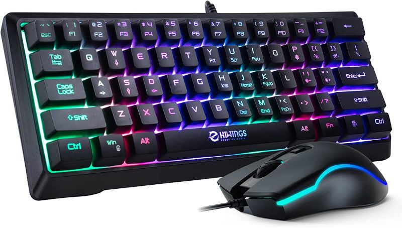 Photo 1 of 60% Gaming Keyboard and Mouse, Hiwings RGB Wired RGB Keyboard with Computer Mouse Portable Compact Mini Keyboard for Windows/Mac/PC/Laptop
