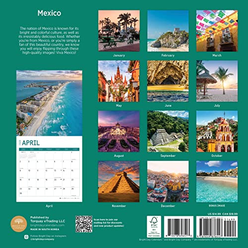 Photo 2 of 2023 Mexico Wall Calendar by Bright Day, 12x12 Inch, Beautiful Scenic Travel Destination Photography
