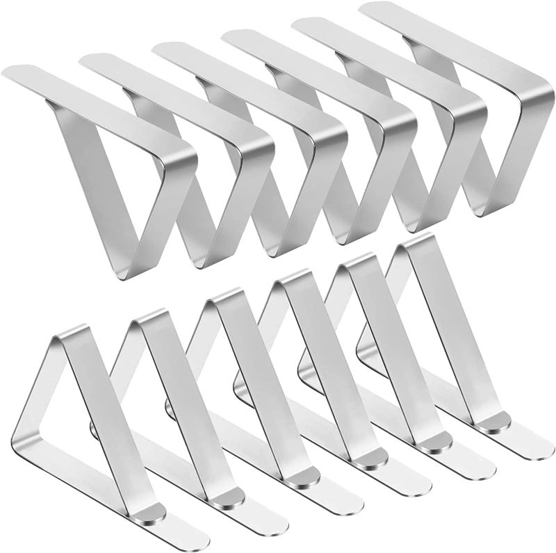 Photo 1 of 12 Pcs Picnic Table Clips Tablecloth Clips for Outdoor Tables Stainless Steel Table Cloth Holders Cover Clamps for Patio Tables Outdoor Picnics Marquees Weddings Graduation Party 