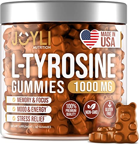 Photo 1 of JOYLI L Tyrosine Gummies - All-Natural L-Tyrosine 1000mg Gummies - Helps with Depression and Anxiety Relief - Made in USA - Mood Boost, Cognitive & Focus Support Supplement - 60 Pcs Energy Gummies
