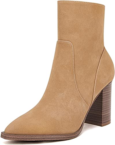 Photo 1 of Womens Pointed Toe Ankle Boots Chunky Block Stacked High Heel Side Zipper Dress Booties Winter Shoes 5.5
