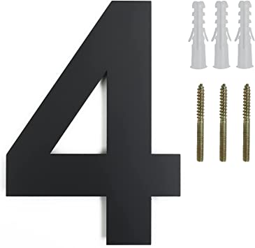 Photo 1 of Metal House Numbers Black 8 Inch Modern Floating Large Address House Number Stainless Steel Outside House Number 4