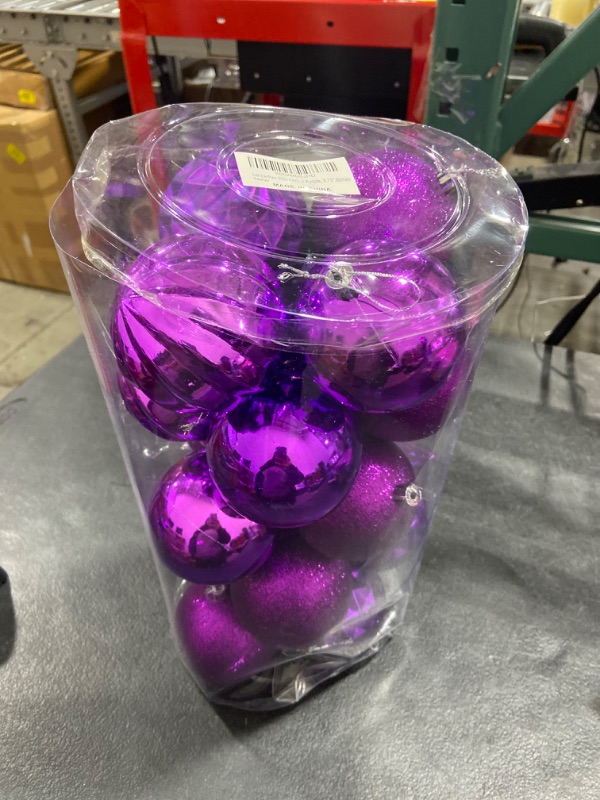 Photo 2 of 20ct Christmas Ball Ornaments Shatterproof Christmas Hanging Tree Decorative Balls for Party Holiday Wedding Decor Purple, 3.15",80mm Purple 3.15 in