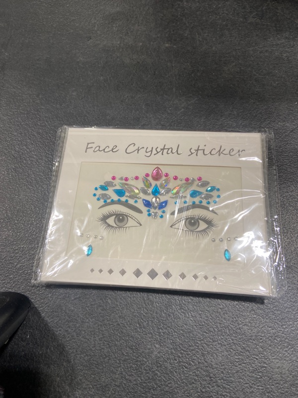 Photo 2 of 2 Packs Rhinestone Face Breast Body Jewels Festival Rave,Mermaid Face Gems Glitter, Self-adhesive Eyes Eyebrow Bindi Tears Breast Chest Body Rainbow Crystal Acrylic Diamond Temporary Tattoo Stickers