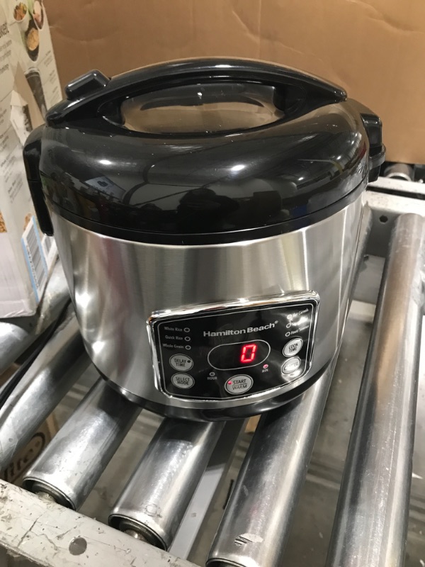 Photo 2 of Hamilton Beach Digital Programmable Rice Cooker & Food Steamer, 14 Cups Cooked (7 Uncooked) With Steam & Rinse Basket, Stainless Steel (37548) 14 Cups Cooked (7 Uncooked) Rice Cooker