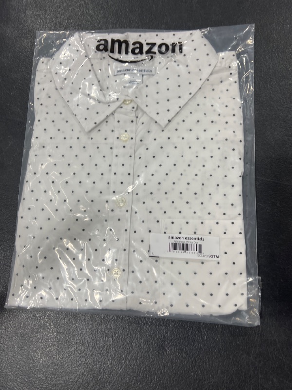 Photo 2 of Amazon Essentials Women's Classic-Fit Long-Sleeve Button-Down Poplin Shirt Size Large White, Dots