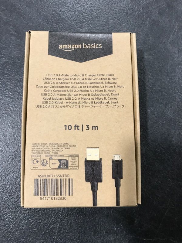 Photo 2 of Amazon Basics USB 2.0 A-Male to Micro B Cable, 10 feet, Black