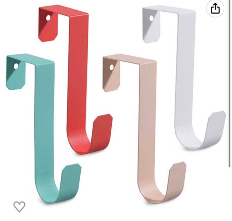 Photo 1 of 4 Pack Over The Door Hooks, Sturdy Metal Single Over Door Hooks, 4 Colors Door Hooks for Hanging, Towels, Clothes, Bathroom, Hold Up to 7Lbs (White, Orange, Apricot, Mint Green)