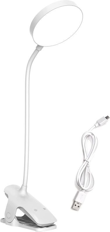 Photo 1 of Clip On Desk Lamp USB Rechargeable Dimmable Touch LED Table Light (White)