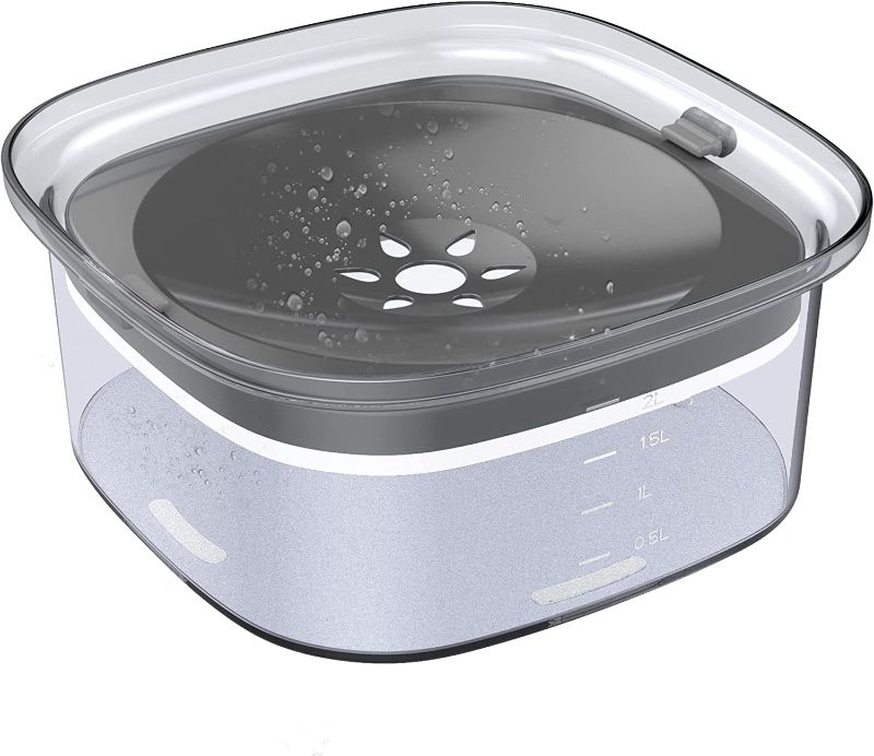 Photo 1 of Decflow 2L Dog Water Bowl, Large Capacity Spill Proof Dog Bowl, Anti-Choking No Spill Water Bowl with Slow Water Feeder, Vehicle Carried Travel Water Bowl for Dogs, Cats & Pets.